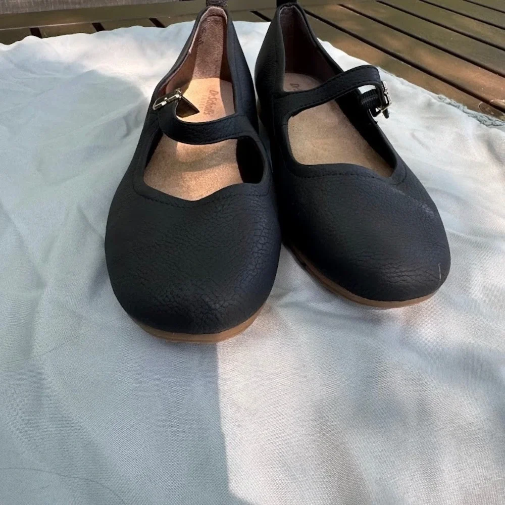 Dr Scholls Feel Good Flex Mary Jane Flats Black Buckle Shoes Size 9.5M